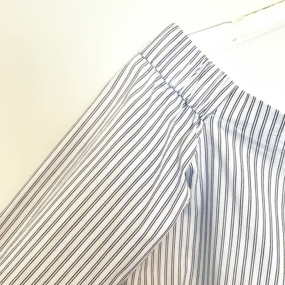 Drew Blue/White Off Shoulder Cotton Button Up Sz S
